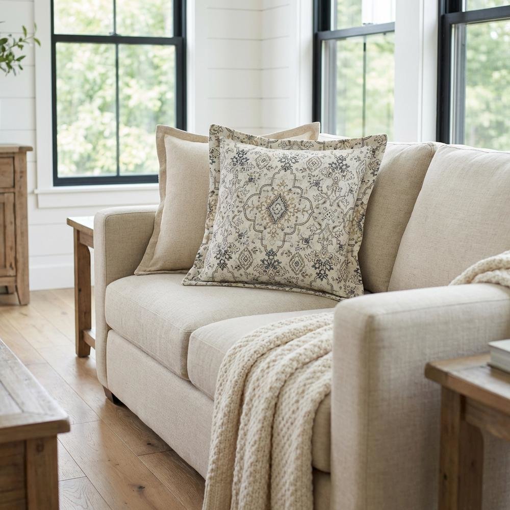 Moonbeam Powell 21" Square Pillow, Set of 2 - Natural