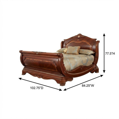 Cortina Cal. King Sleigh Bed - Honey Walnut