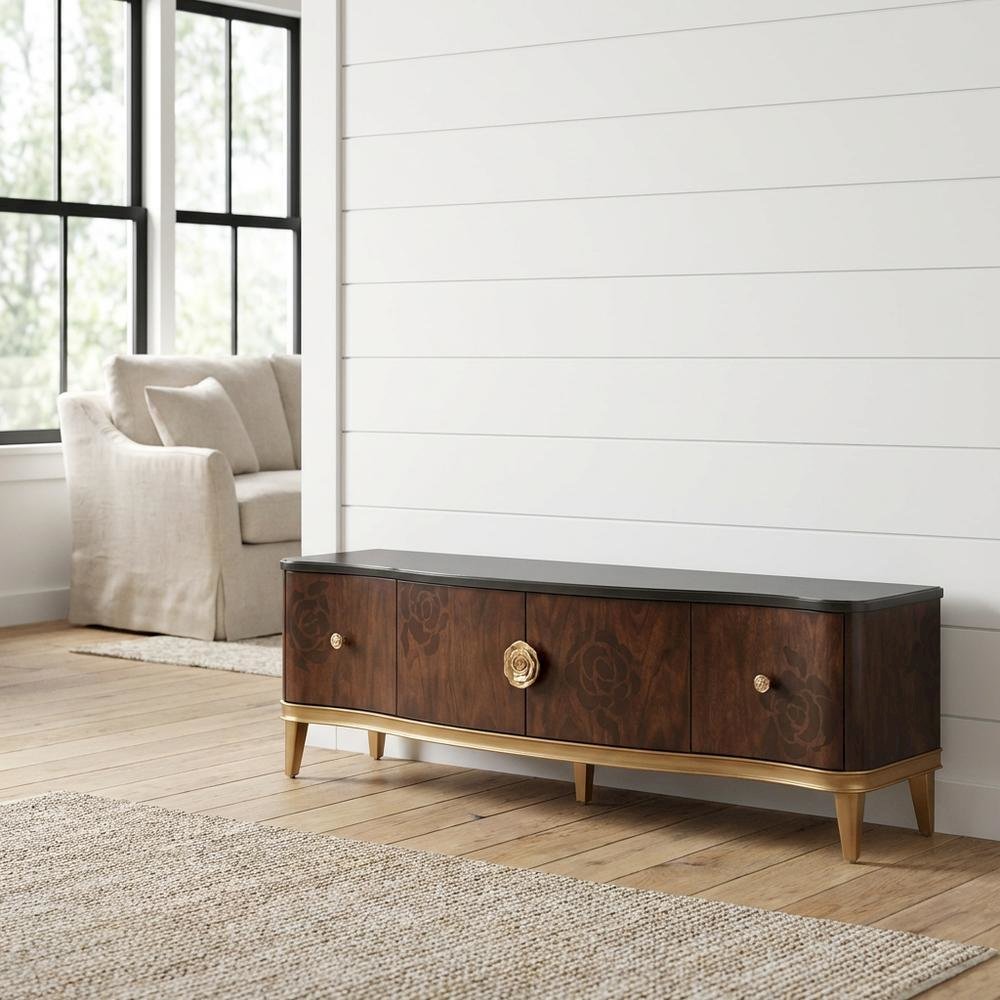 Camellia Field Media Cabinet - Warm Pecan