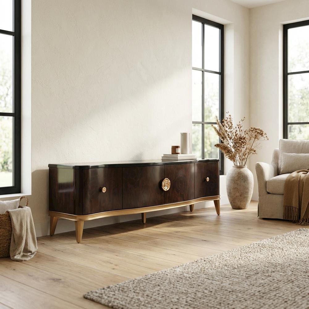 Camellia Field Media Cabinet - Warm Pecan