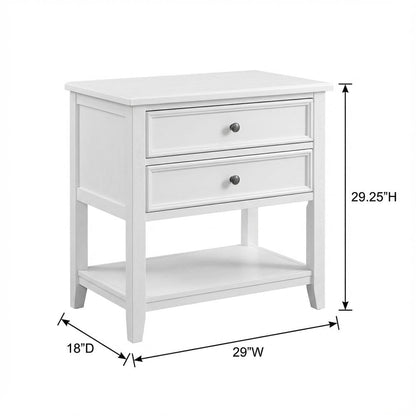 Creamy Pearl Nightstand with Marble Top and Poplar Wood Finish