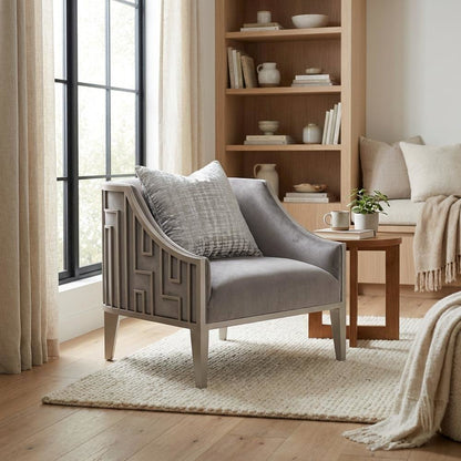 Roxbury Park Velvet Accent Chair - Gray Pearl/Stainless Steel