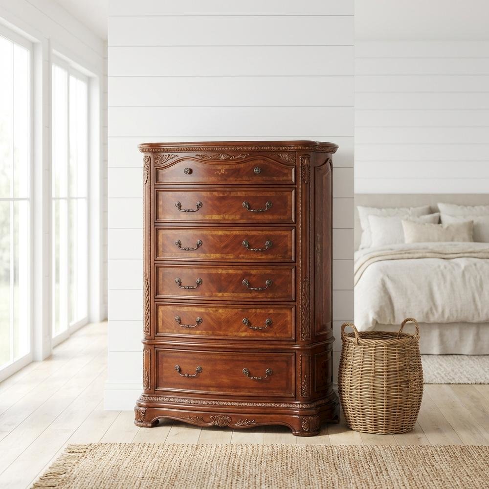 Cortina 6-Drawer Chest - Honey Walnut