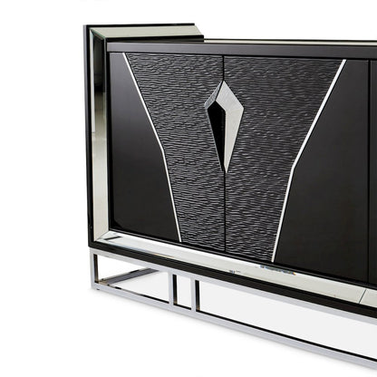 Carmela Console Table - Glossy Charcoal Sand