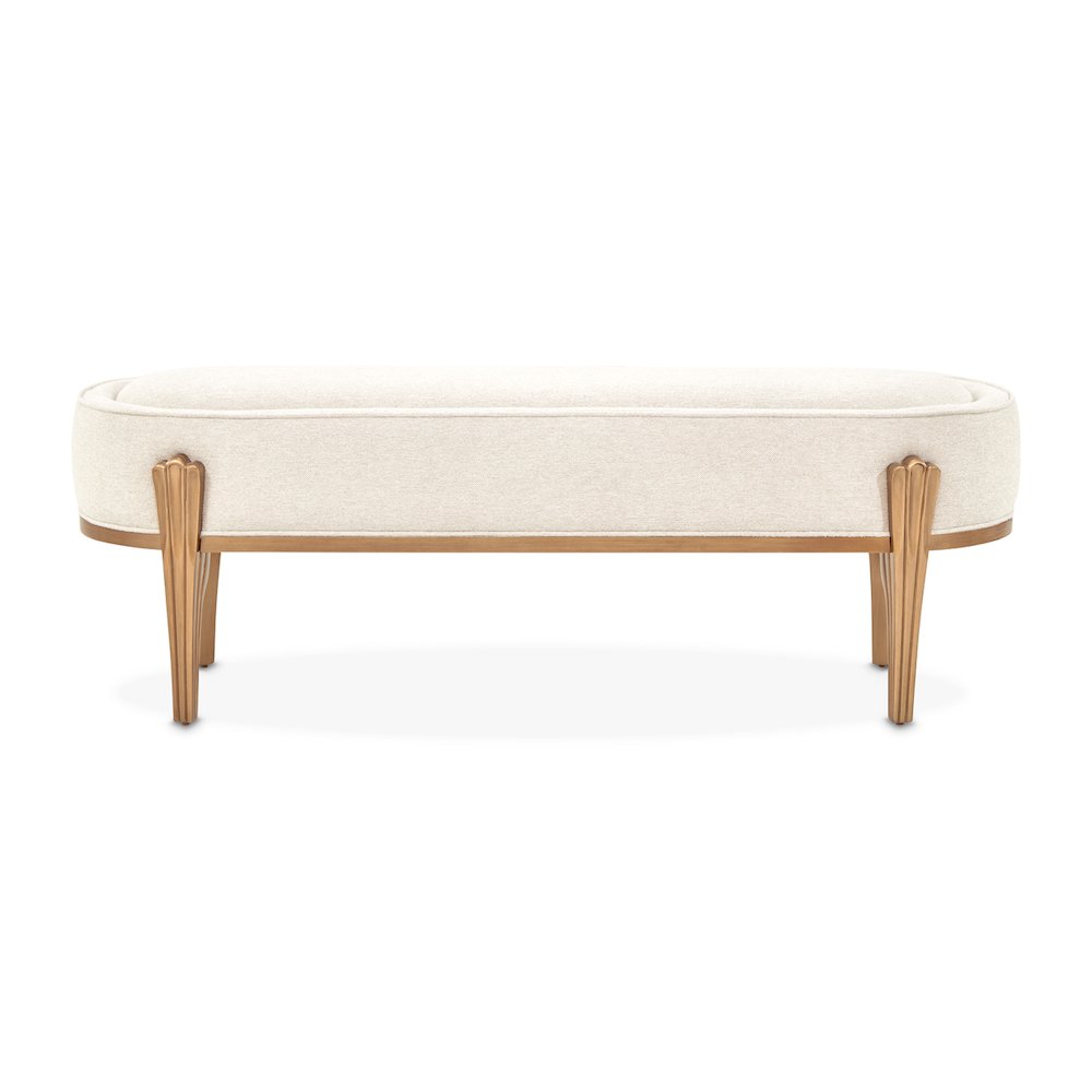 Camellia Field Accent Bench - Linen/Antique Gold