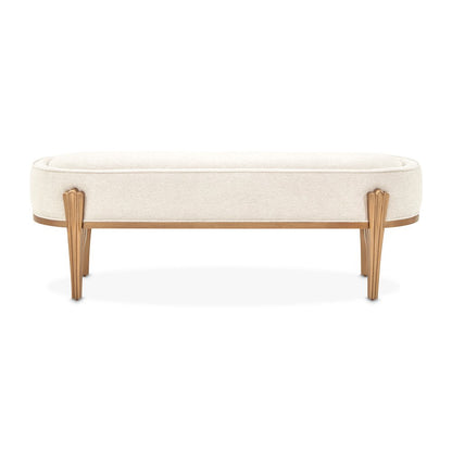Camellia Field Accent Bench - Linen/Antique Gold