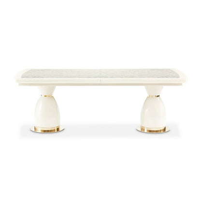 Lisbon Double Pedestal Dining Table - Silken Matte Cream