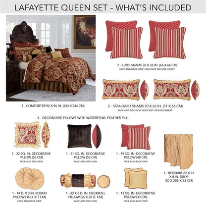 Lafayette 12-Piece Queen Comforter Set - Red