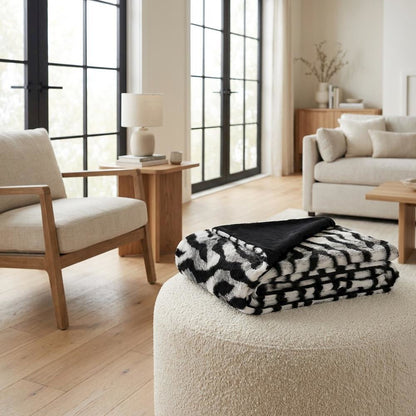 Zephyr 56"x72" in Faux-Fur Throw - Ebony