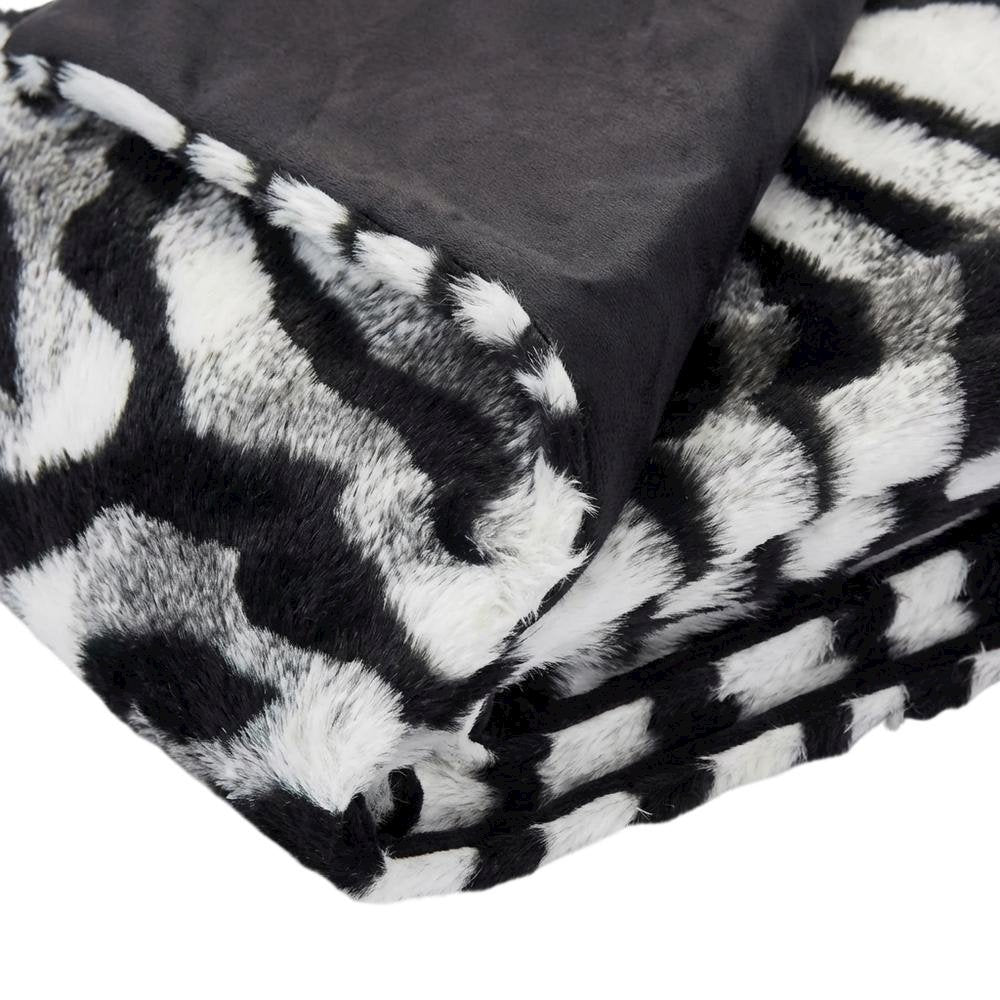Zephyr 56"x72" in Faux-Fur Throw - Ebony