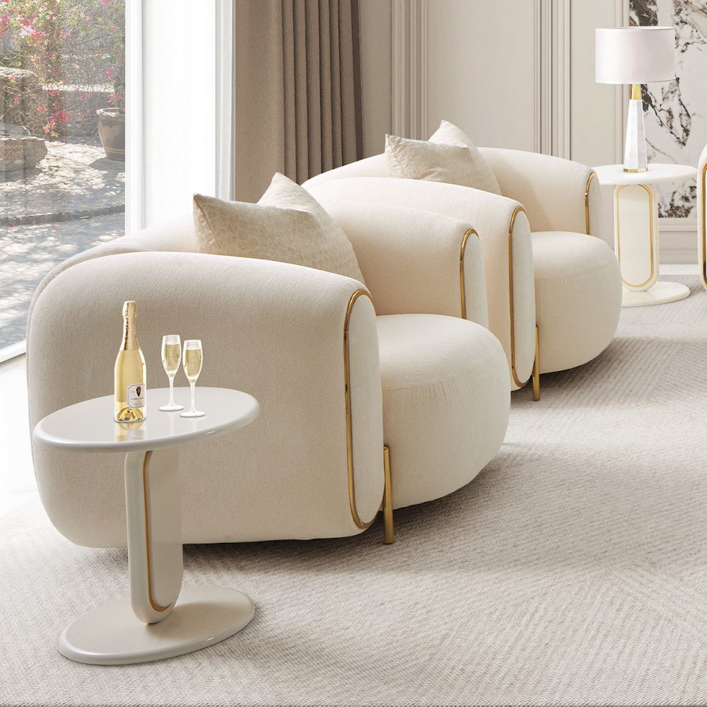 Sassani Accent Chair - Crepe/Gold