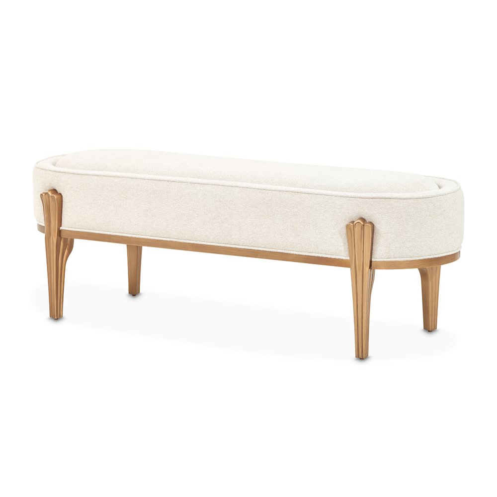 Camellia Field Accent Bench - Linen/Antique Gold