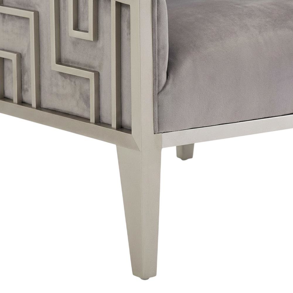 Roxbury Park Velvet Accent Chair - Gray Pearl/Stainless Steel