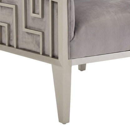 Roxbury Park Velvet Accent Chair - Gray Pearl/Stainless Steel