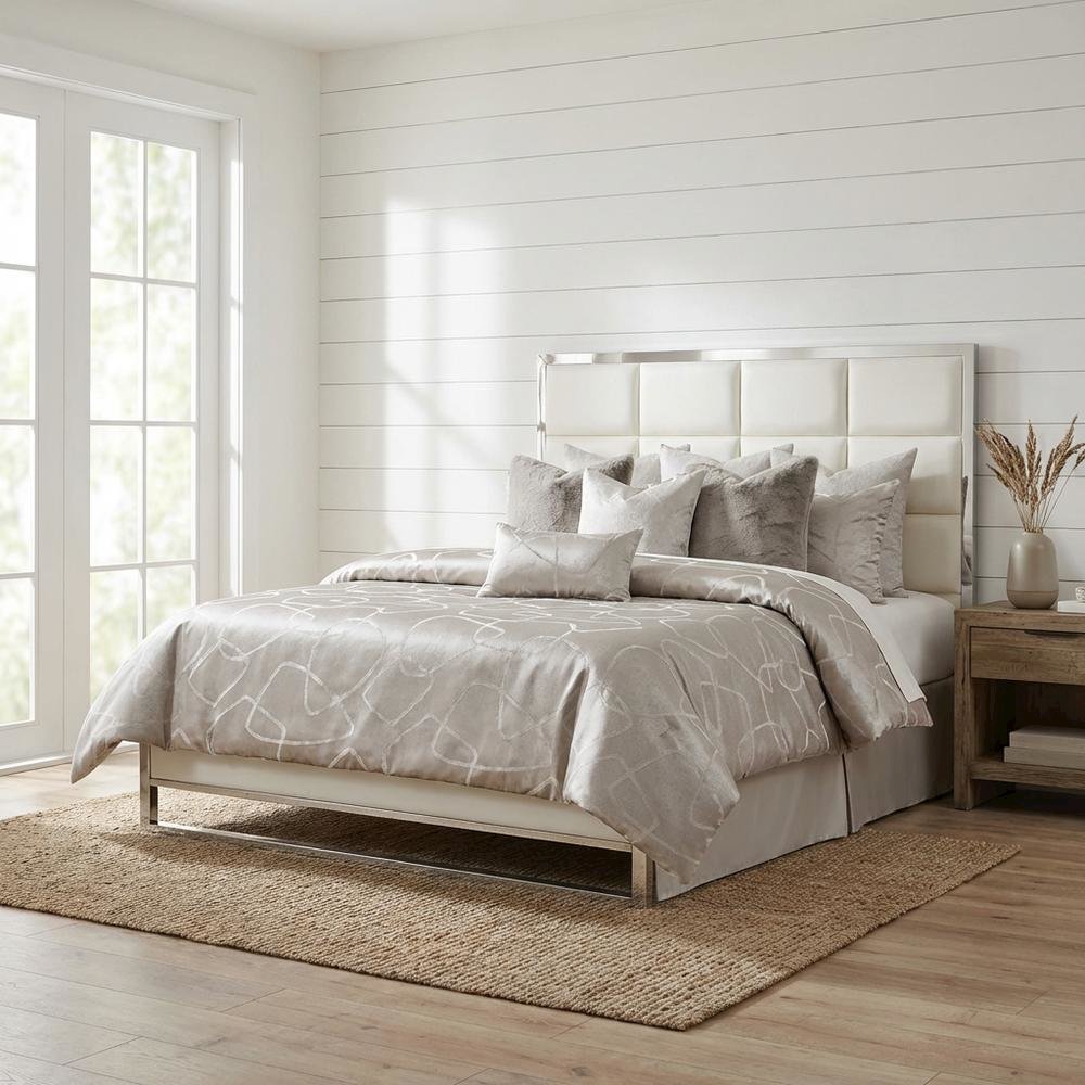 Roma II 9-Piece Queen Comforter Set - Platinum
