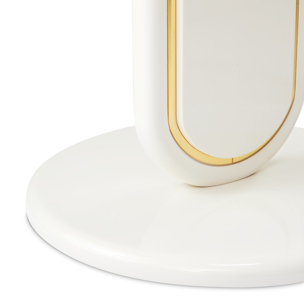 Sassani Accent Table - Pearl White/Gold