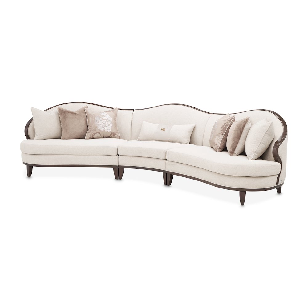 Camellia Field 3-Piece Chenille Sofa - Linen/Warm Pecan