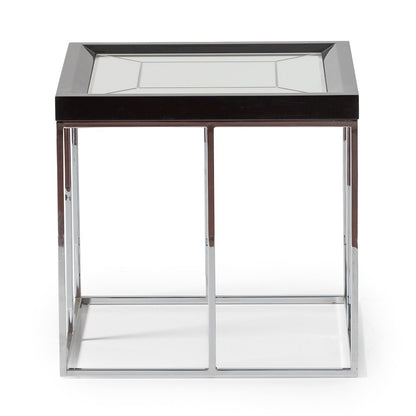 Carmela End Table - Glossy Charcoal Sand