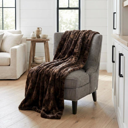 Bailey 56"x72" Faux-Fur Throw - Dark Brown