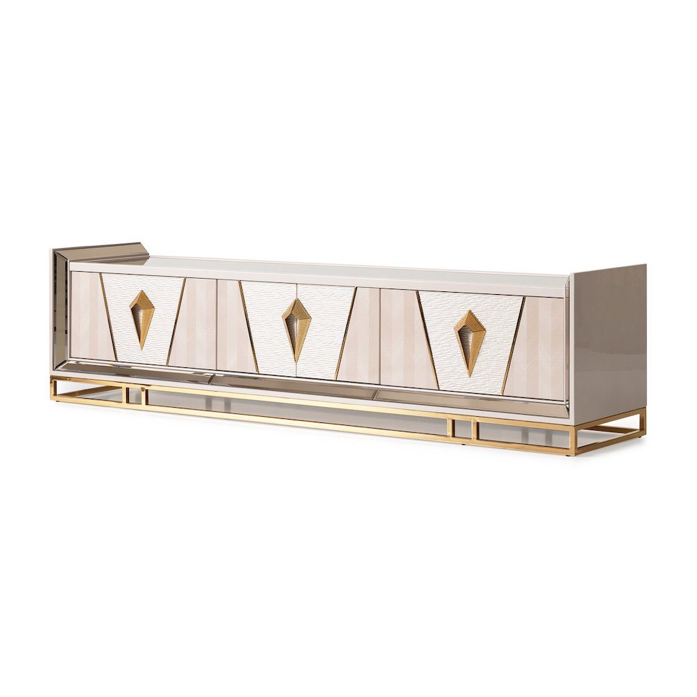Carmela Media Cabinet - Shimmer Ivory