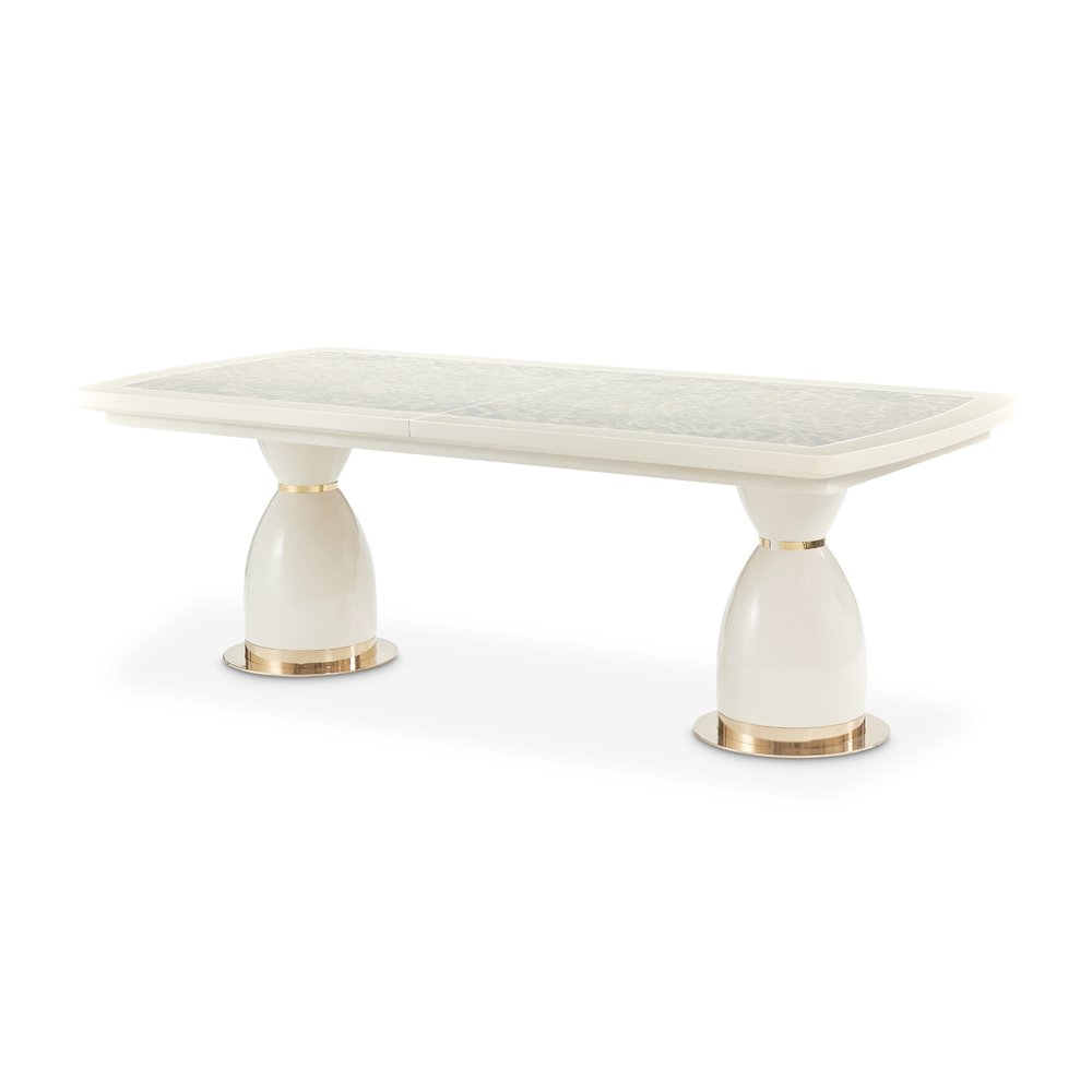 Lisbon Double Pedestal Dining Table - Silken Matte Cream