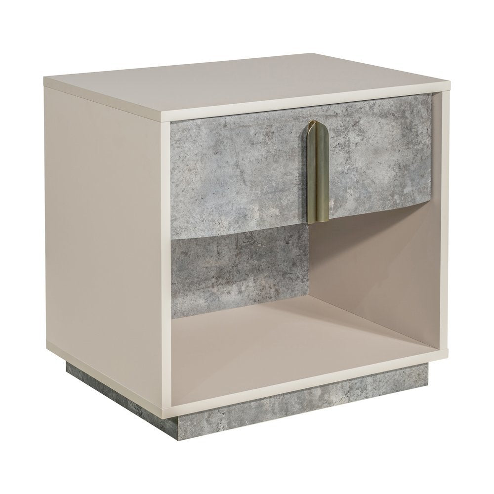 Pavira 1-Drawer Nightstand with LED Lights - Stone