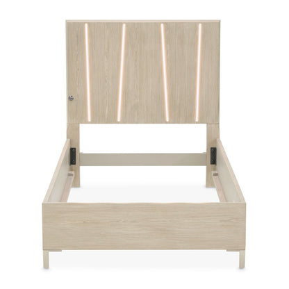 Lotus Bay Twin Panel Bed with LED Lights - Sand