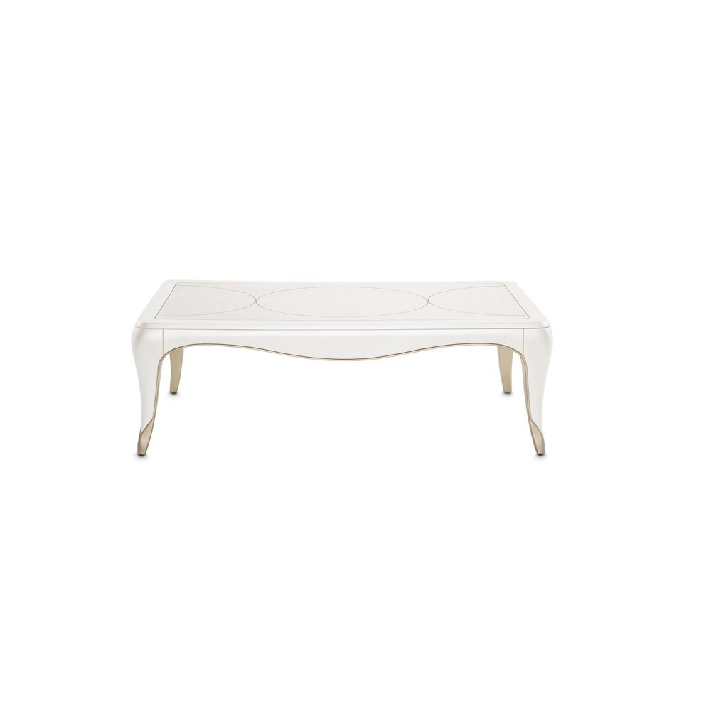 White and Wood Coffee Table – Rectangular Table for Living Room Décor