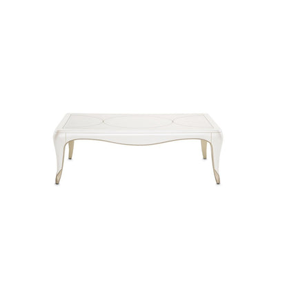 White and Wood Coffee Table – Rectangular Table for Living Room Décor