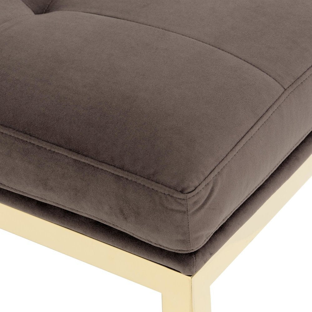 Dahlia Velvet Accent Bench - Chocolate/Gold