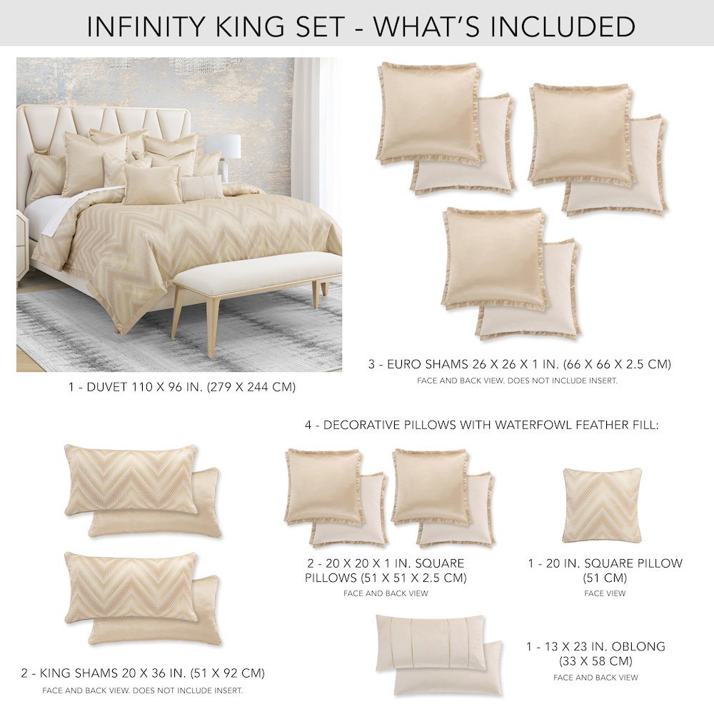 Infinity 9-Piece Queen Duvet Set - Gold