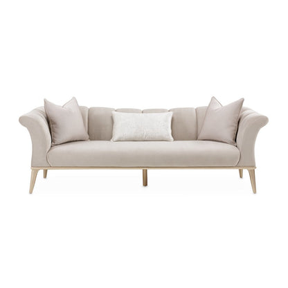 Beige Velvet Sofa for Living Room – Elegant 3 Seater 100 Inch Couch