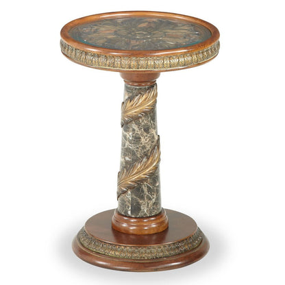 Glass Side Table Living Room – Chestnut Color, Glass and Wood Accent