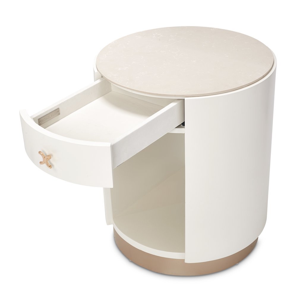 La Rachelle Round End Table  - Champagne