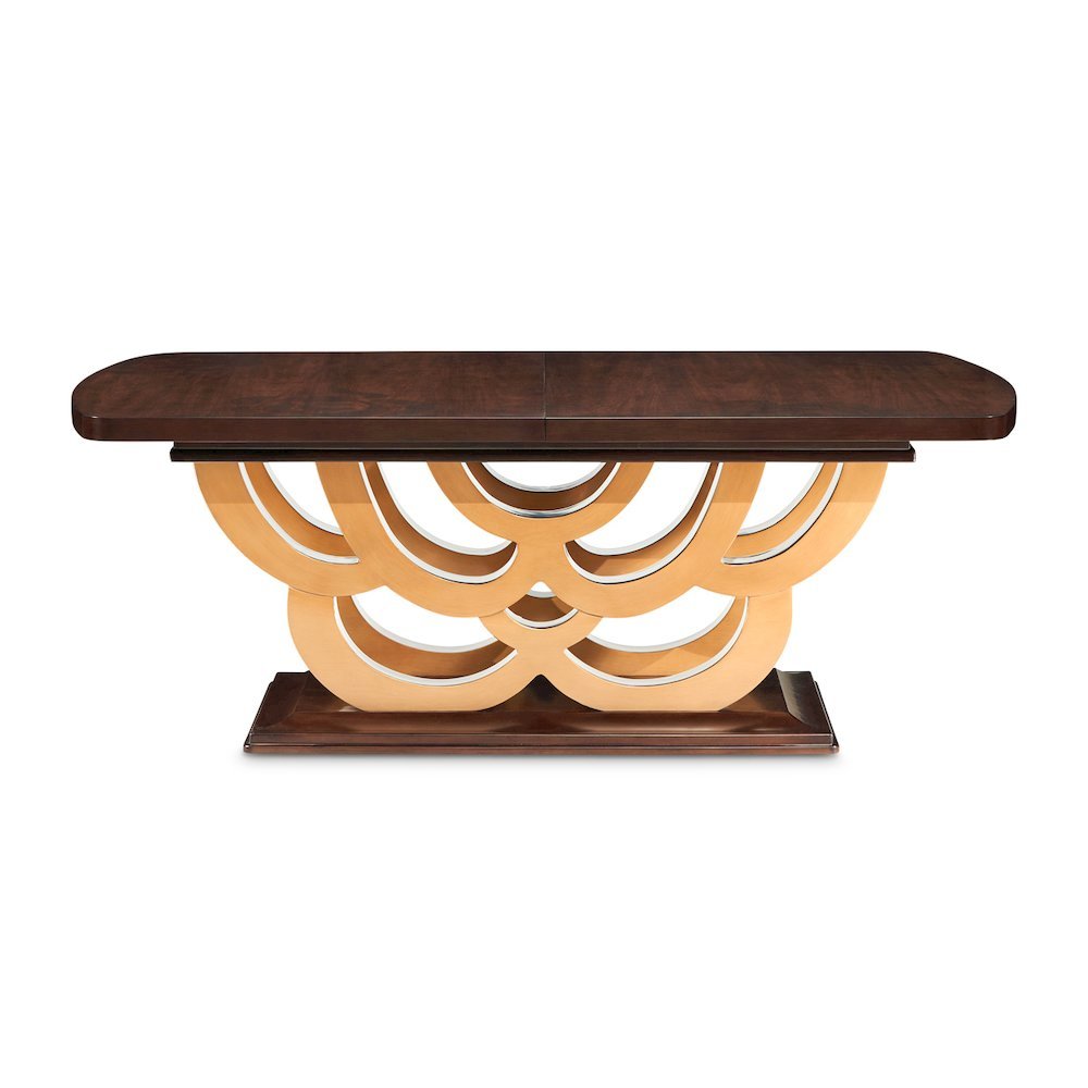 Camellia Field Rectangular Pedestal Dining Table - Warm Pecan
