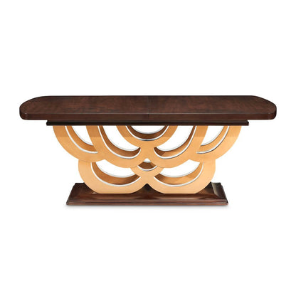 Camellia Field Rectangular Pedestal Dining Table - Warm Pecan