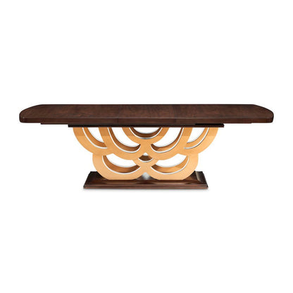 Camellia Field Rectangular Pedestal Dining Table - Warm Pecan