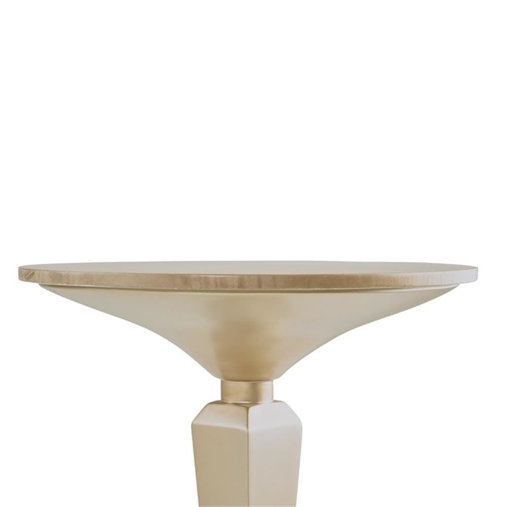 Round Accent Table – Light Wood Side Table with Small Pedestal Base