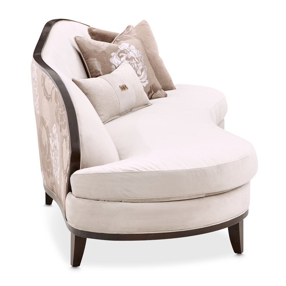 Camellia Field Asymmetrical Velvet Sofa - Porcini/Warm Pecan