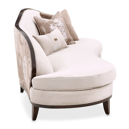 Camellia Field Asymmetrical Velvet Sofa - Porcini/Warm Pecan