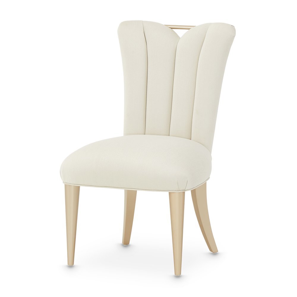 Elegant Upholstered Dining Chairs Set of 2 – Champagne Finished Side Chairs