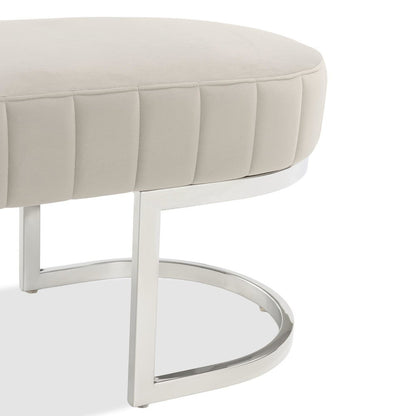 Orchid Velvet Accent Bench - Gray/Chrome