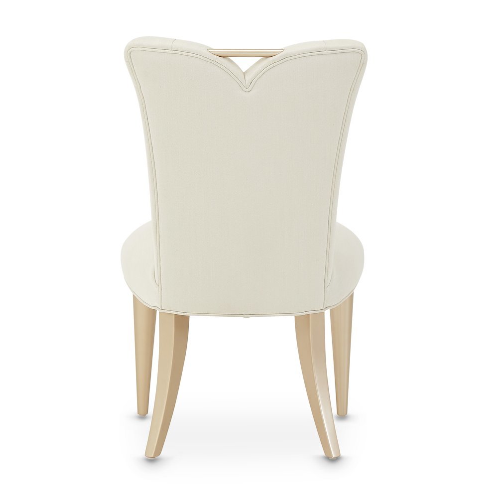 Elegant Upholstered Dining Chairs Set of 2 – Champagne Finished Side Chairs
