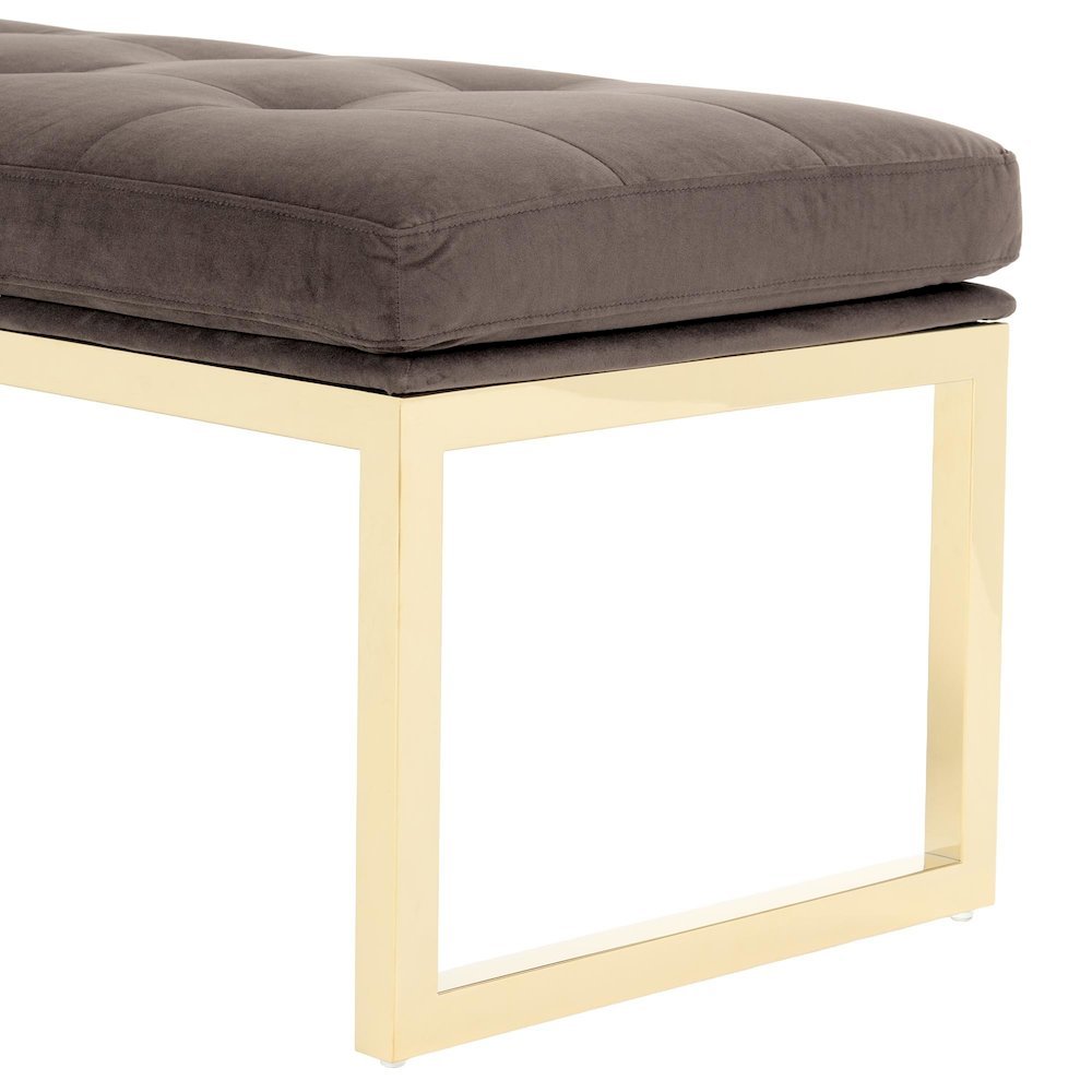 Dahlia Velvet Accent Bench - Chocolate/Gold