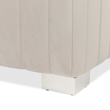 Amaryllis Velvet Accent Bench - Taupe/Chrome