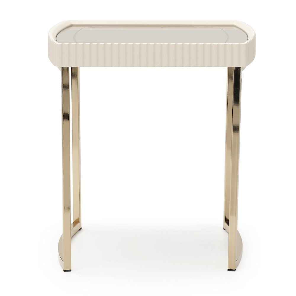 Glass and Metal Side Table with Gold Finish – Elegant Glass Top End Table