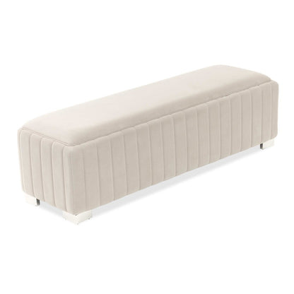 Amaryllis Velvet Accent Bench - Taupe/Chrome