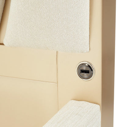 Champagne Color King Platform Bed with Headboard and Frame Design