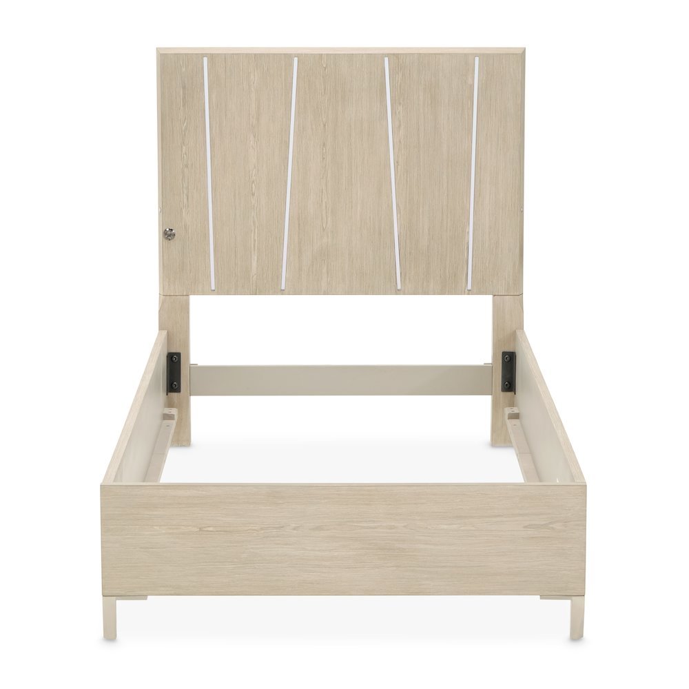 Lotus Bay Twin Panel Bed with LED Lights - Sand