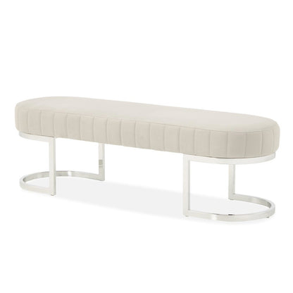 Orchid Velvet Accent Bench - Gray/Chrome
